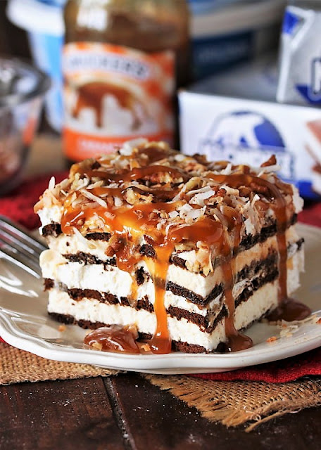 Piece of Coconut-Caramel Ice Cream Sandwich Dessert Image