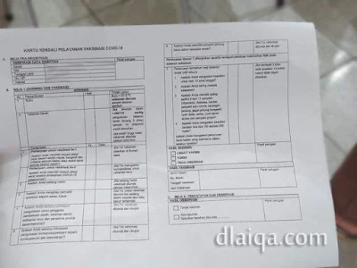 kartu kendali pelayanan vaksinasi Covid-19