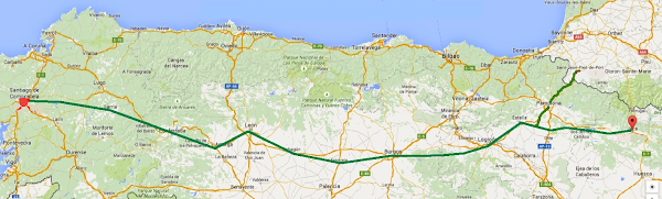 Mapa de mi Camino de Jaca a Santiago de Compostela