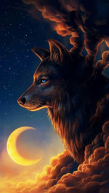 IPhone Wolf Moon Clouds Wallpaper