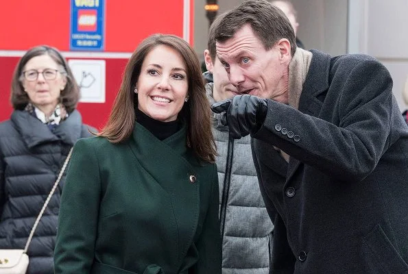 Prince Joachim, Princess Marie, Princess Athena, Prince Henrik and Prince Felix at opening of LEGOLAND Billund. Theory Oaklane green coat