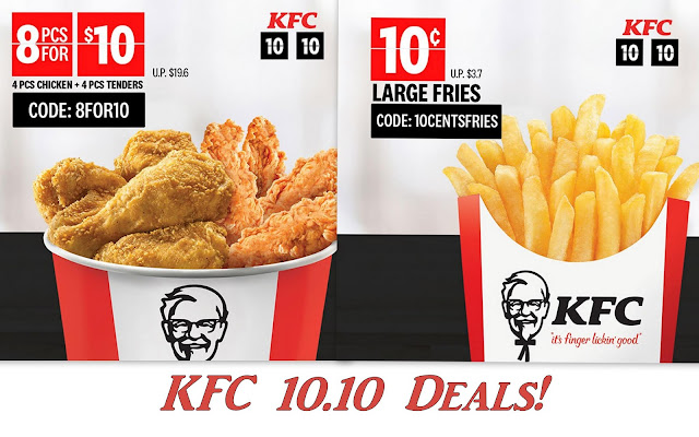 KFC 10.10 Sale - Fries at 10¢ , 8 Pieces for $10