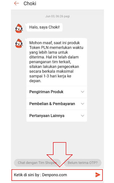 Dari Layanan Chat dengan Shopee