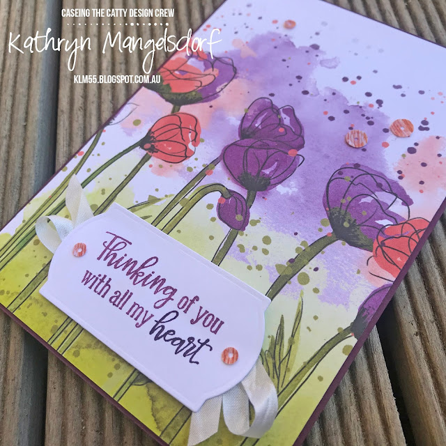Stampin' Up! Peaceful Poppies Designer Series Paper, Mini Catalogue, CASED card by Kathryn Mangelsdorf
