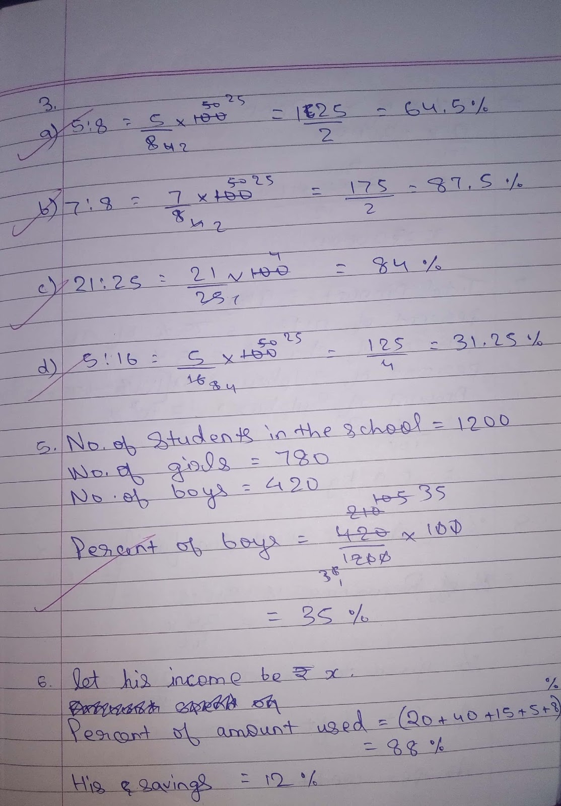Grade 8 math notebook ch Playing with numbers and ch percentage and its