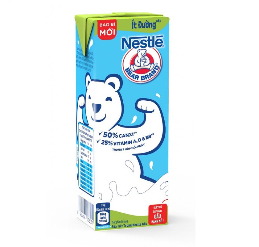 Sữa Trắng Nestlé Gấu Ít Đường Uống Liền 180ml