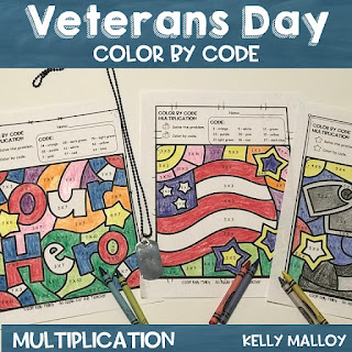 Veterans Day Color By Number Multiplication Worksheets