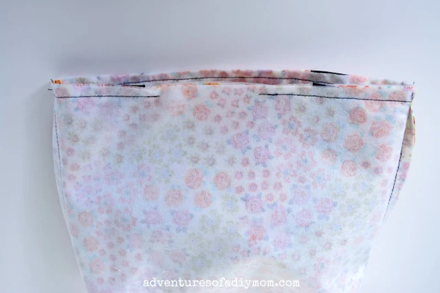 sew along top of bag, leaving opening for turning