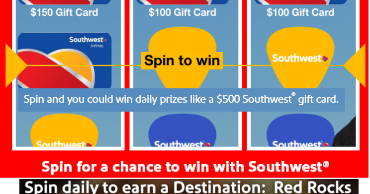 Southwest Airlines Gift Card Instant Win Giveaway - 145 Winners. Win
