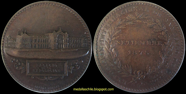 Medalla Exposición Internacional Santiago 1875 Quinta Normal