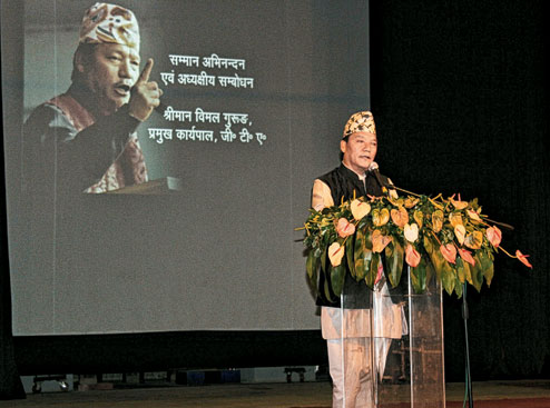 Bimal Gurung at Gorkha Rangamanch Bhavan on Nepali Bhasha Diwas Bimal Gurung at Gorkha Rangamanch Bhavan on Nepali Bhasha Diwas