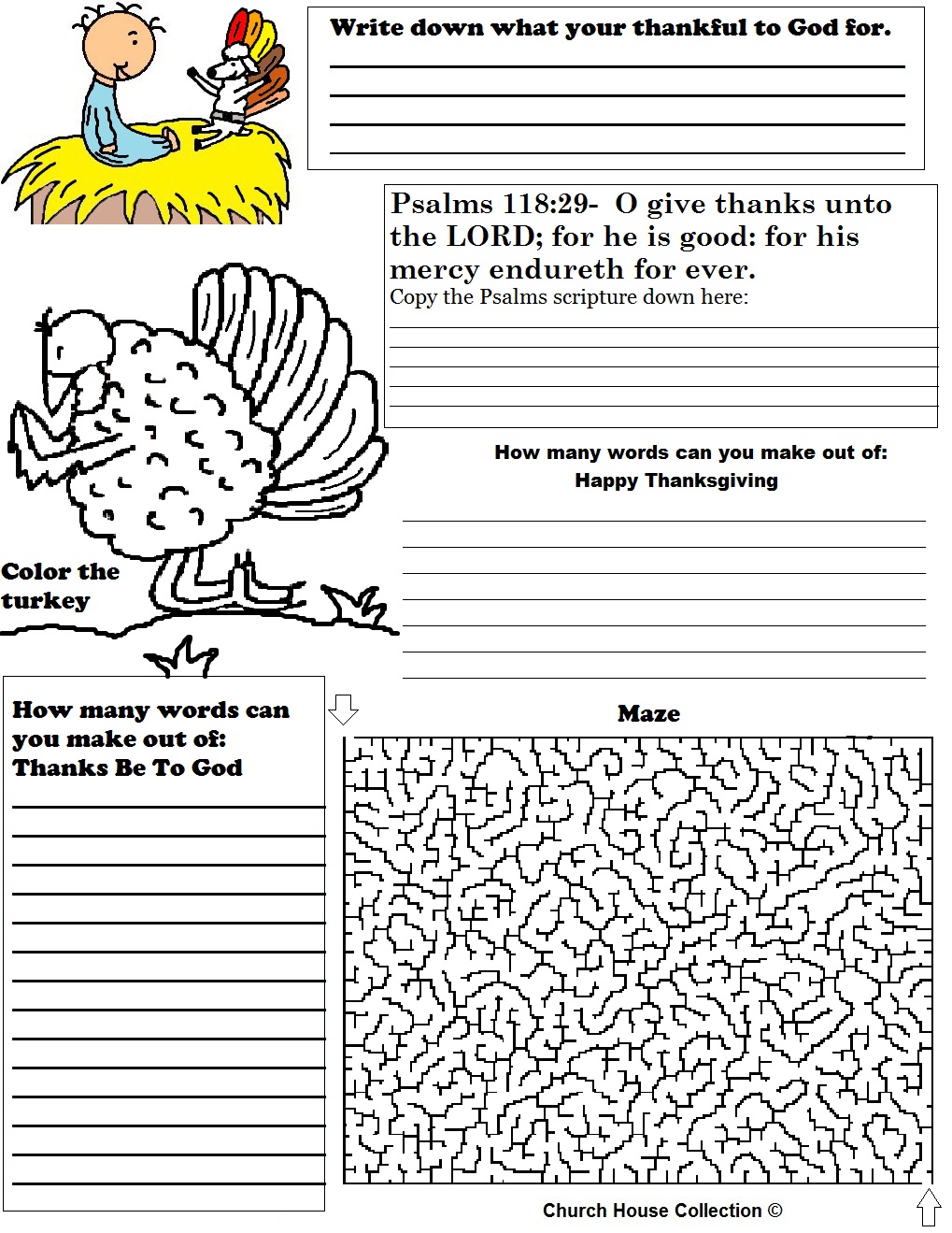 Church House Collection Blog: Thanksgiving Activity Sheet