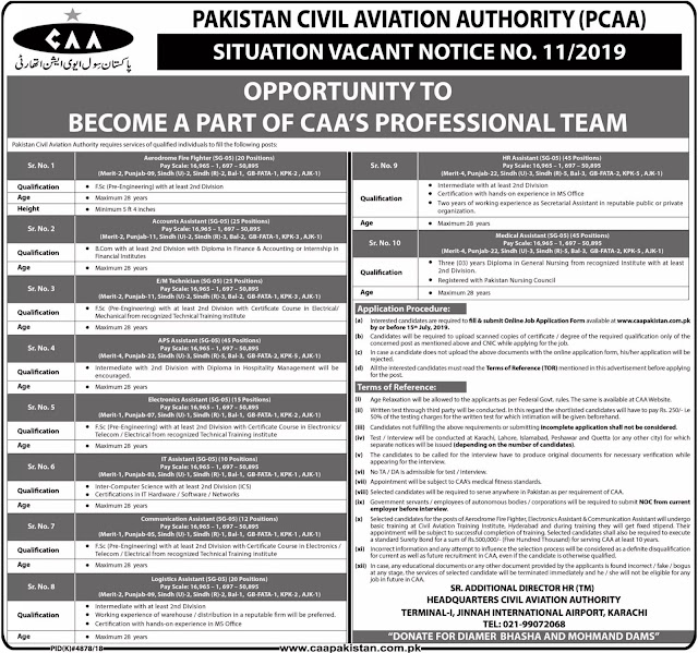 Pakistan Civil Aviation Authority PCAA Jobs 2019 Apply Online