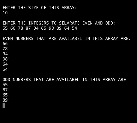C program to separate odd and even number from an array - My CS ...