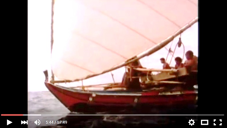 Mau's boat in the film "The Navigators, Pathfinders of the Pacific"