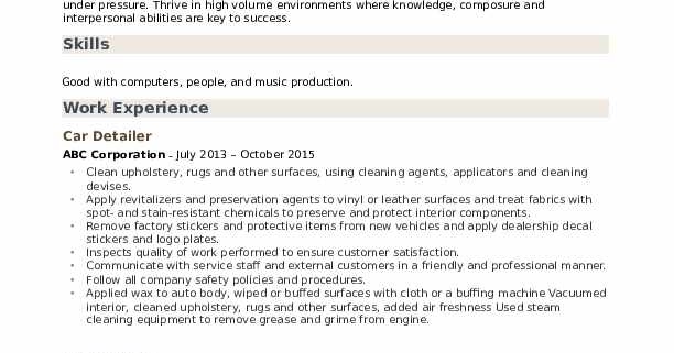 Auto Detailer Resume Resume Letter - Car Detailer Resume Samples Qwikresume 