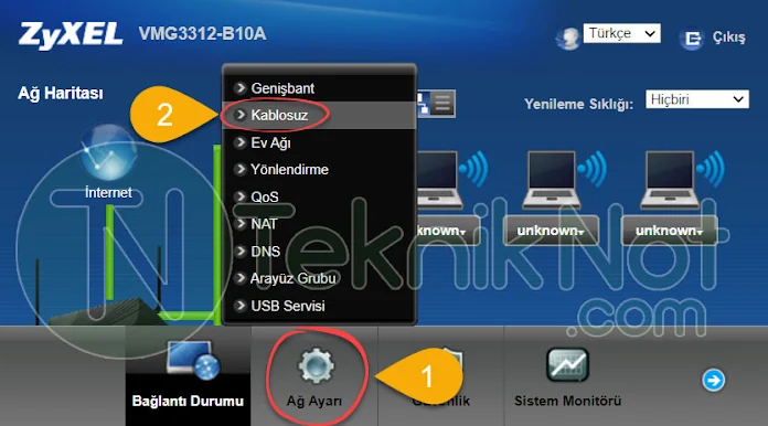 Zyxel Modem Wifi Adı ve Şifre Değiştirme