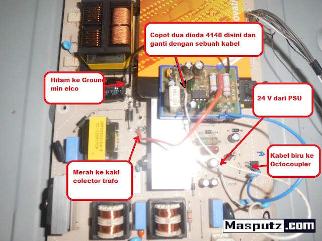 modif psu tv sharp dengan gacun