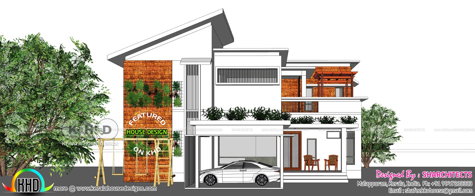Modern contemporary home plan 2000 square feet Kerala