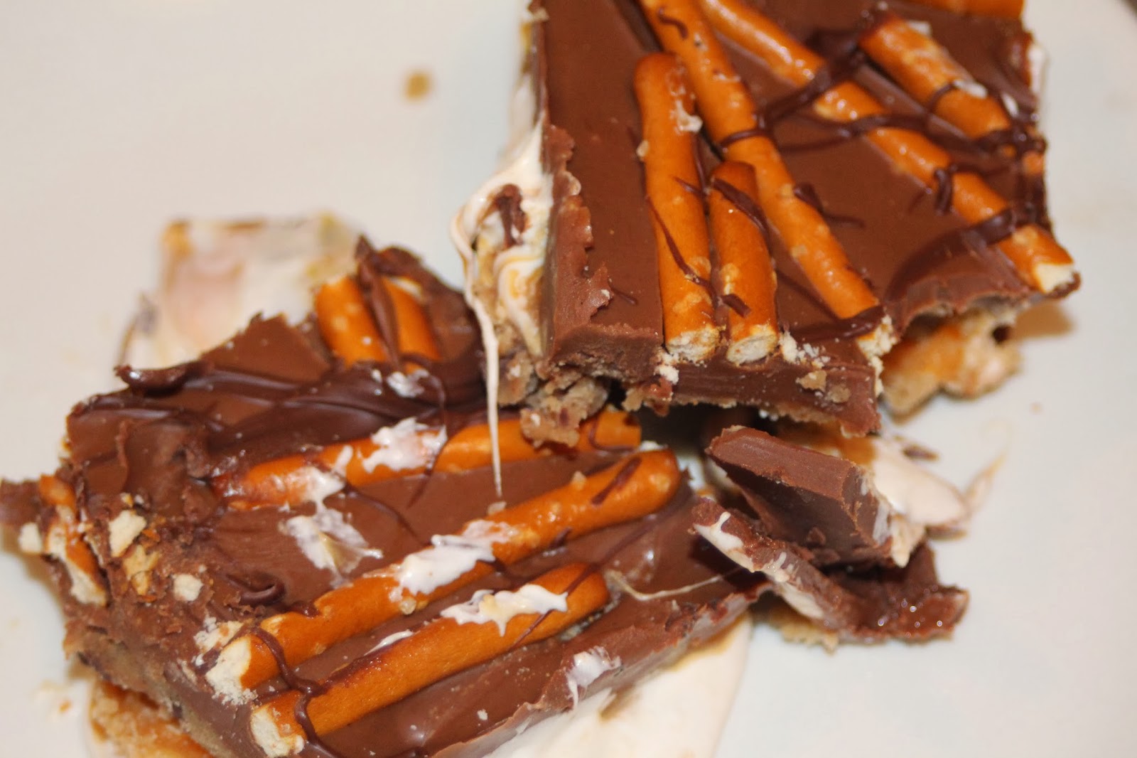Julie Bakes Salted pretzel chocolate chip cookie dough Snickers bars