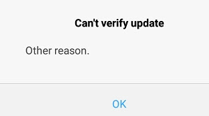 Can't Verify Update. Other Reason