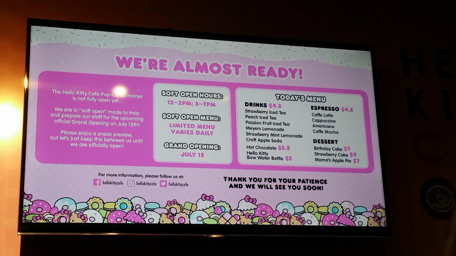 SNEAK PEAK OF NEW HELLO KITTY CAFE OPENING IN IRVINE THIS JULY 15!