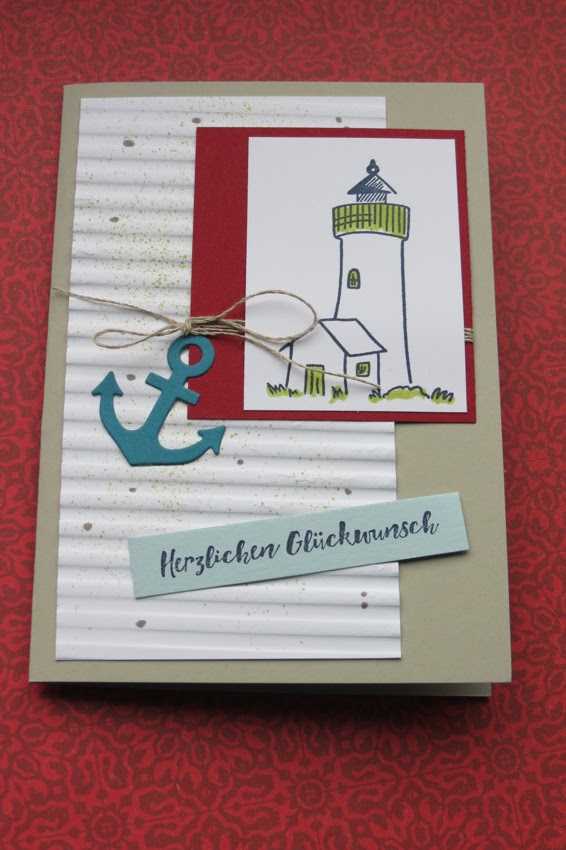 Glückwunschkarte mit Leuchtturm