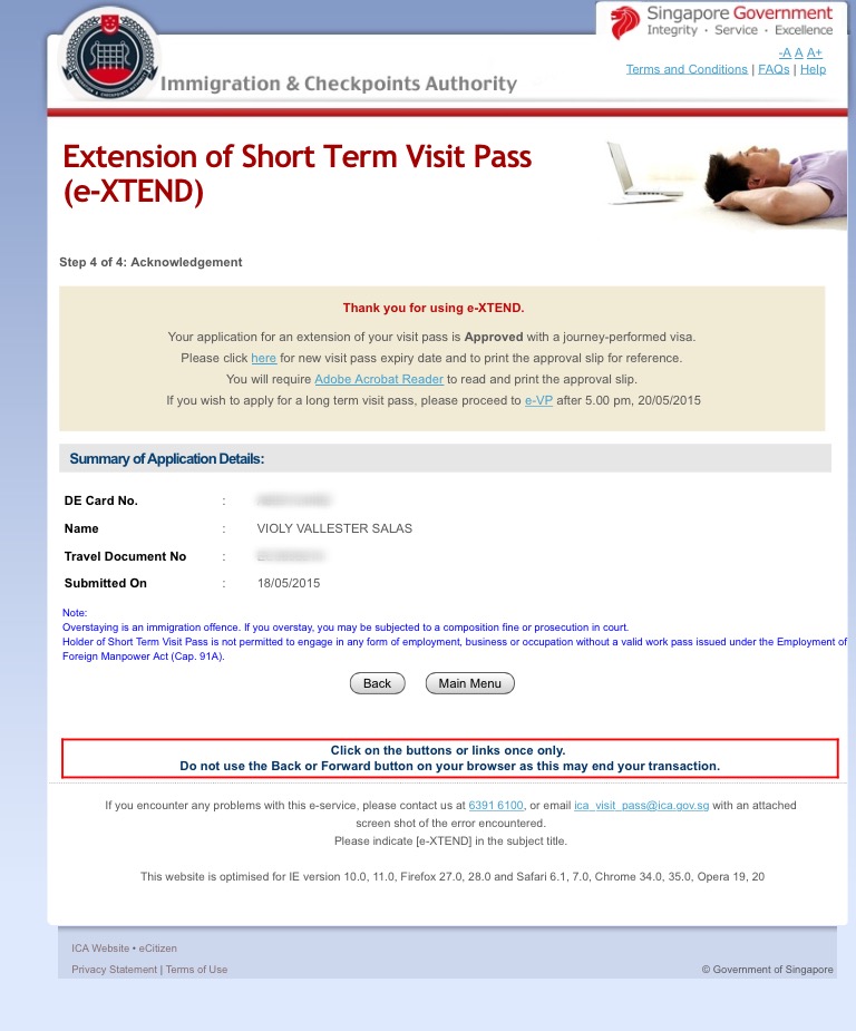 short term visit pass extend