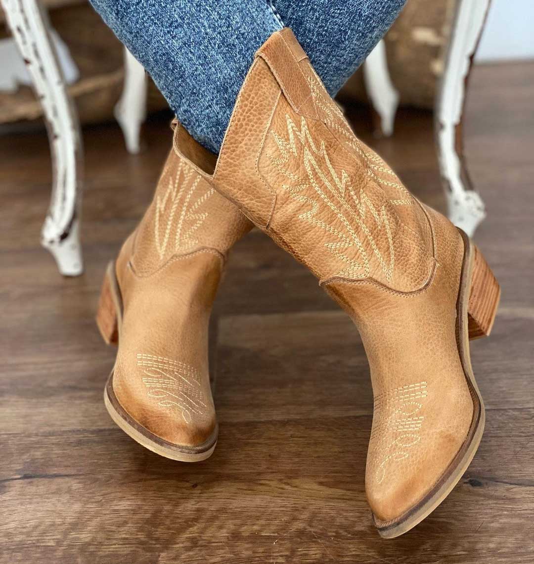 botas texanas mujer caña media de cuero botas invierno 2021