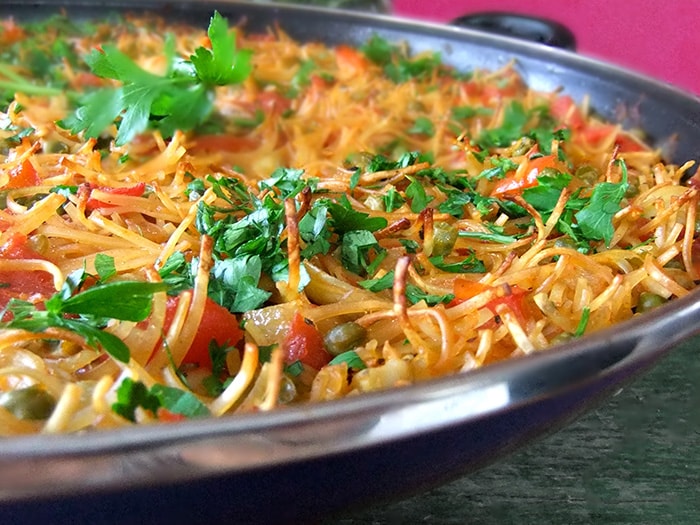 Receta de Fideuá o Paella Vegetariana