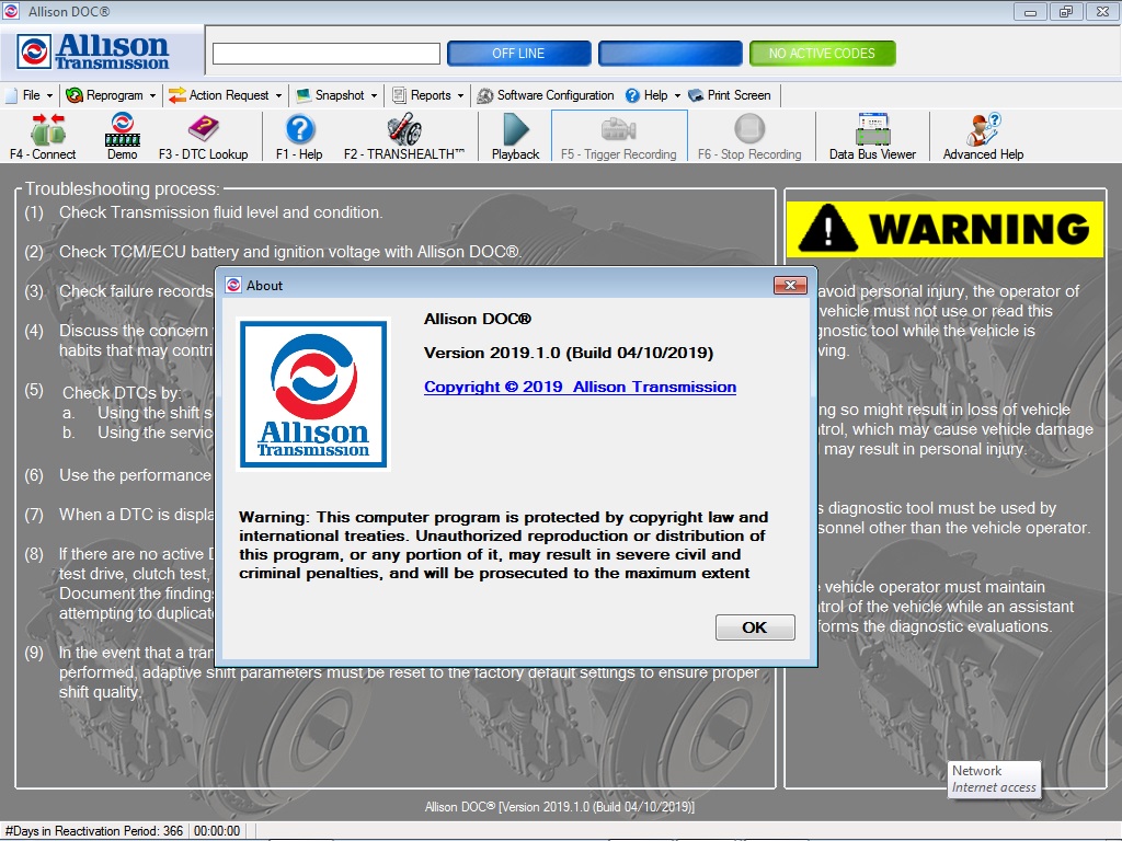 FREE Activation for ALLISON DOC 2019 (Diagnostic Software for ALLISON