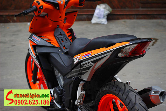 Sơn tem đấu xe Winer 150 màu trắng cam đen Repsol - Sơn Xe Sài Gòn