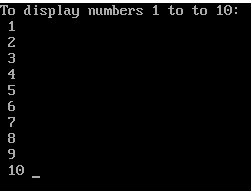 3) Write a program to display numbers 1 to 1o using while loop.