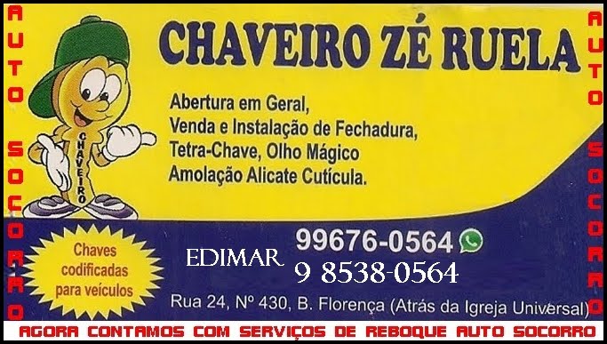 CHAVEIRO ZÉ RUELA RIBEIRÃO DAS NEVES 