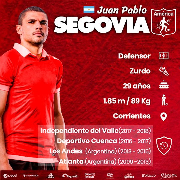 Oficial: América de Cali, firman Juan Segovia y Julián Guevara