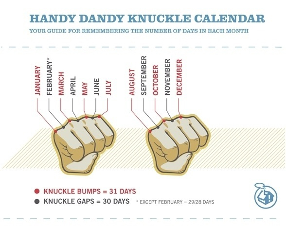 Your Guide For Remembering The Number Of Days In Each Month - Knuckle Calendar
