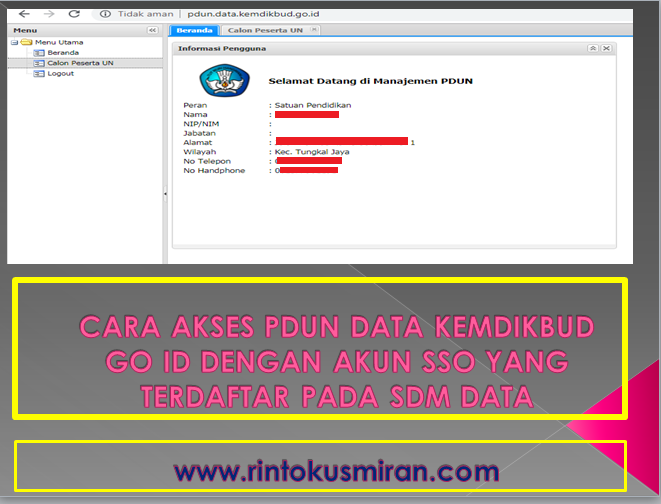 Rinto Kusmiran Cara Akses Pdun Data Kemdikbud Go Id Dengan Akun Sso Yang Terdaftar Pada Sdm Data