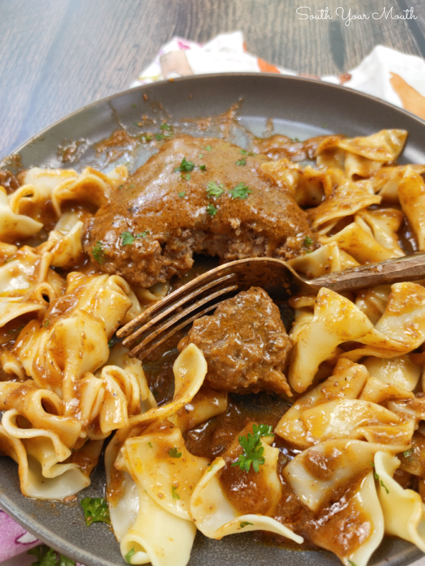 South Your Mouth Shortcut Crock Pot Hamburger Steaks and Gravy