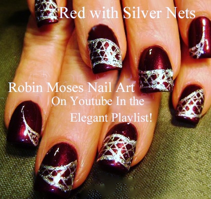 Nail Art By Robin Moses Dark Matte Red Nails With Henna And Sponge