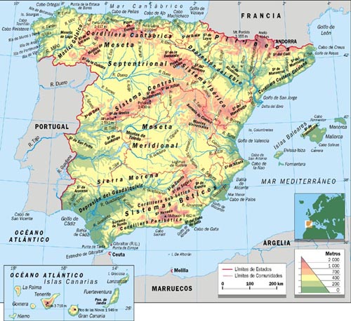 Las Cosas De Andrés Mapa Físico De España