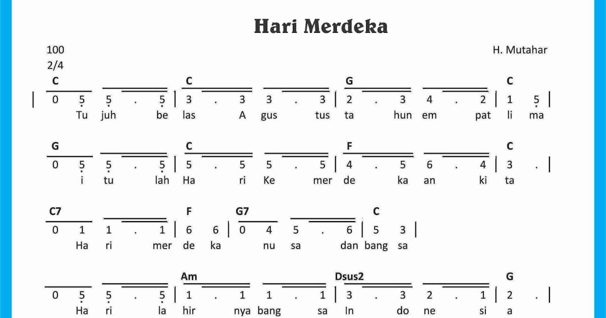 Lagu Nasional Beserta Not Angka