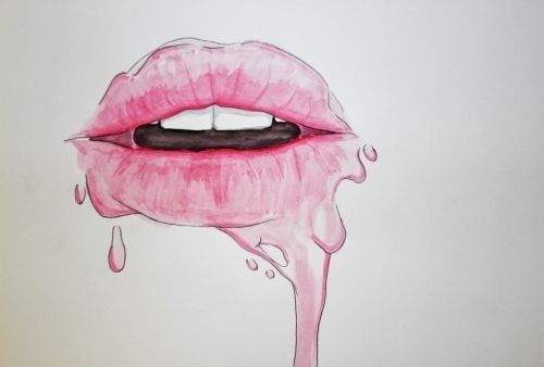 Tip bibir merah jambu dan segar