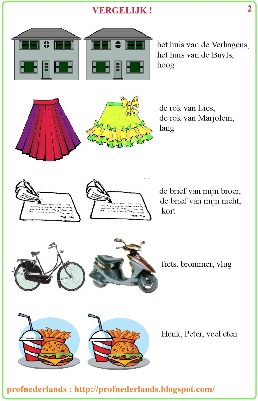 profnederlands Oefeningen ; exercices / trappen van vergelijking; degrés de comparaison (2 profnederlands Oefeningen ; exercices / trappen van vergelijking; degrés de comparaison (2