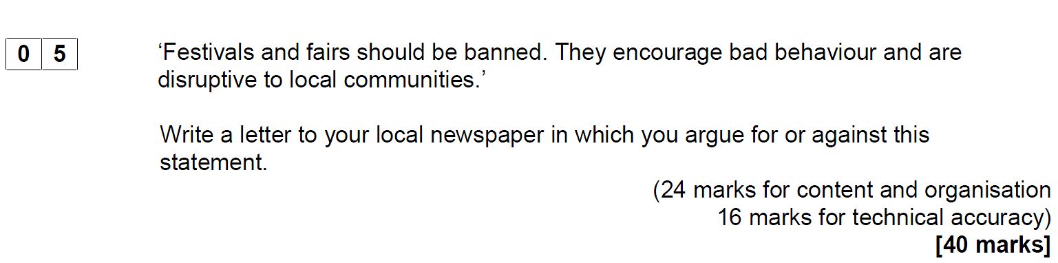 Wemmick's Postbox: English Language Paper 2: Section B (Writing)
