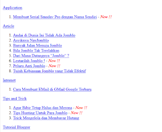 Sitemap atau Daftar Isi - Blogger