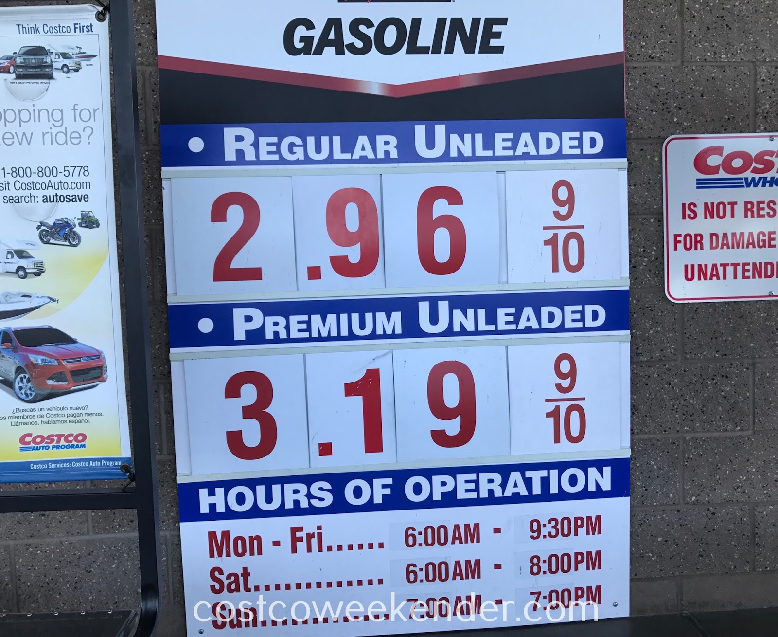 Current Costco Gas Prices (November 5, 2017 Redwood City, CA