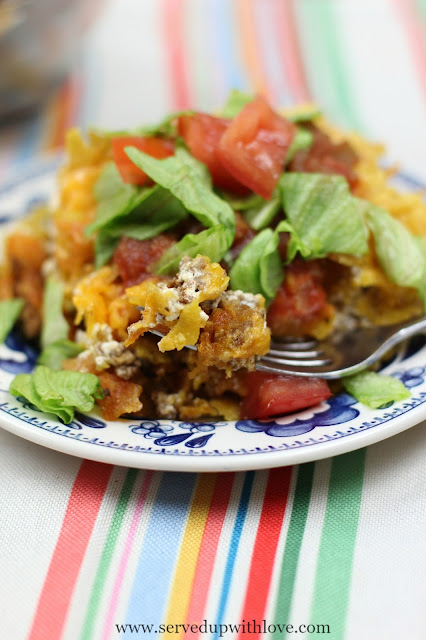 Taco Pie casserole recipe from Served Up With Love