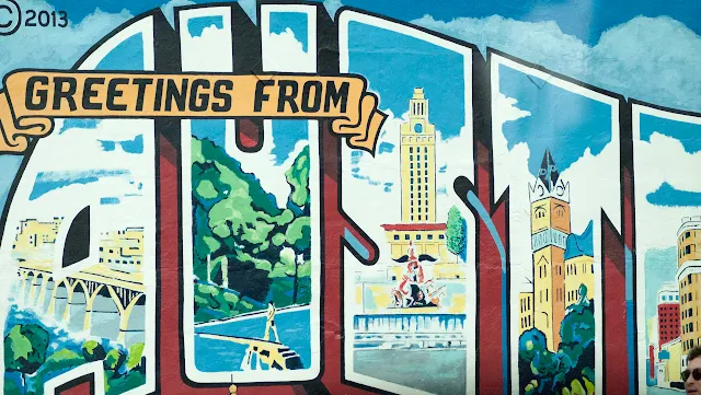 South Austin's "Greetings from Austin" postcard mural