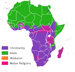 Map of religious distribution in Africa