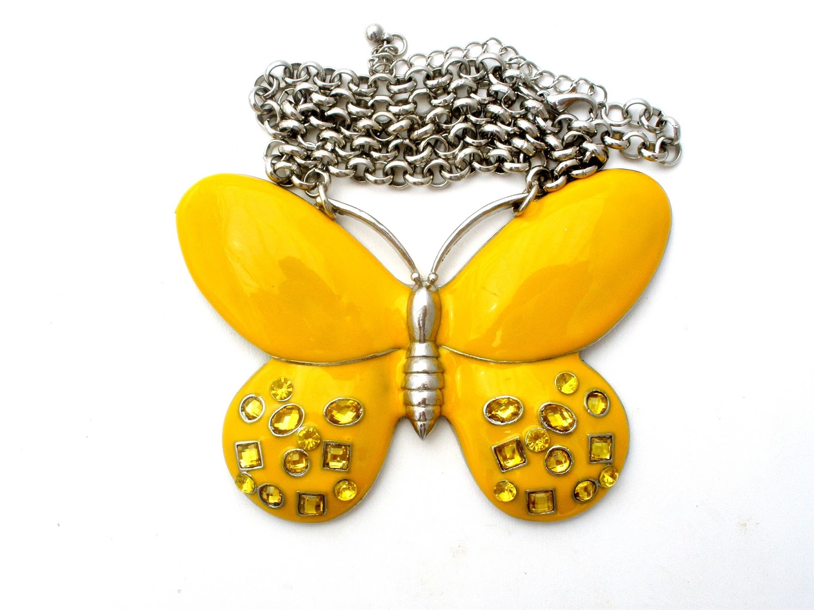 The Jewelry Lady's Store Vintage Butterfly Necklace Enamel Pendant